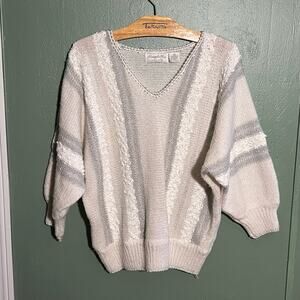Vintage Margules plus Cream Cable Knit Oversized Sweater Size 2X